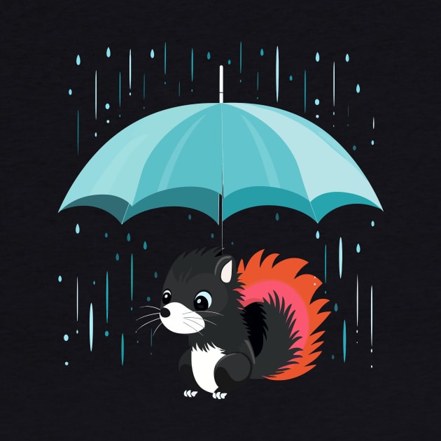 Skunk Rainy Day With Umbrella by JH Mart